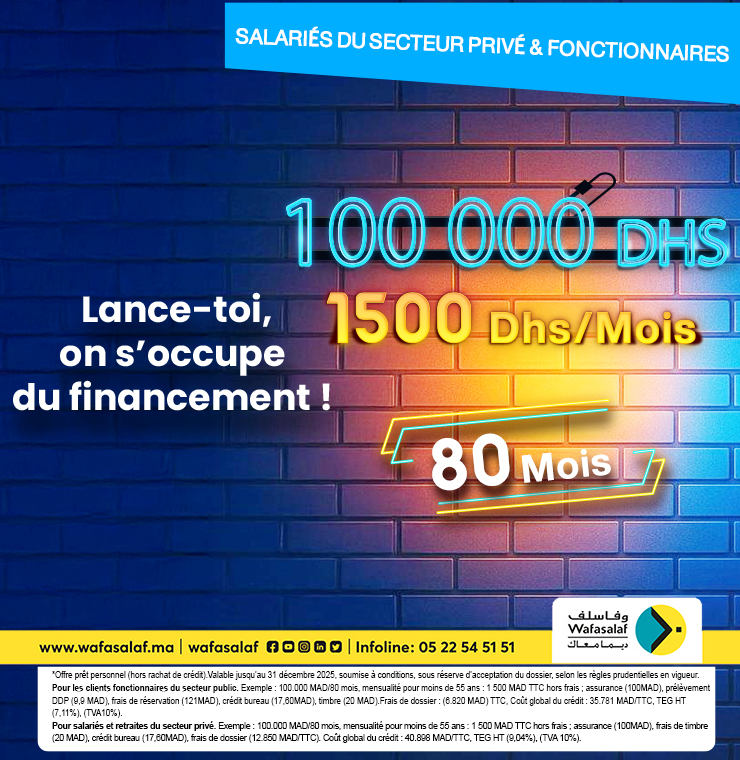 Un crédit avantageux de 100 000 DH à 1 500 DH par mois