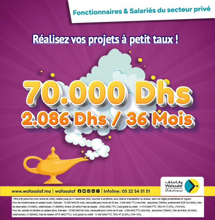 Financez ce qui vous tient à cœur dès aujourd'hui à 70 000 DH