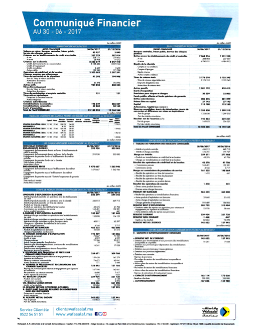 Rapport financier semestriel au 30-06-2017 comptes consolidés