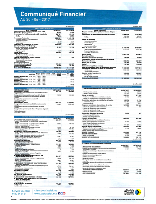 Rapport financier semestriel au 30-06-2017 comptes sociaux