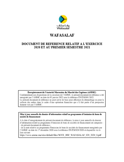 DOCUMENT DE REFERENCE RELATIF A L’EXERCICE 2020 ET AU PREMIER SEMESTRE 2021 