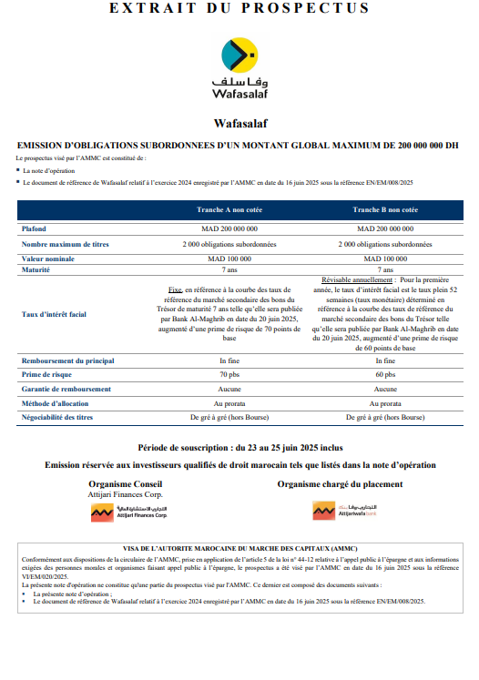 Extrait du prospectus de l’Emprunt Obligataire Subordonné