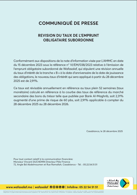 CP de la révision du taux de l’EO émis le 28 décembre 2023